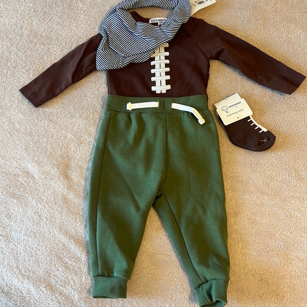 Adorable baby boys football onesie outfit 9 months